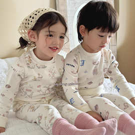 Heyhoney大小卷25秋冬羊毛拉架护肚内衣套装儿童保暖内衣秋衣秋裤