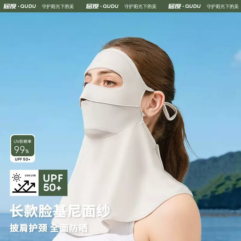 春夏季冰丝防晒面罩防紫外线面纱护颈一体口罩遮阳脸基尼脸罩女夏