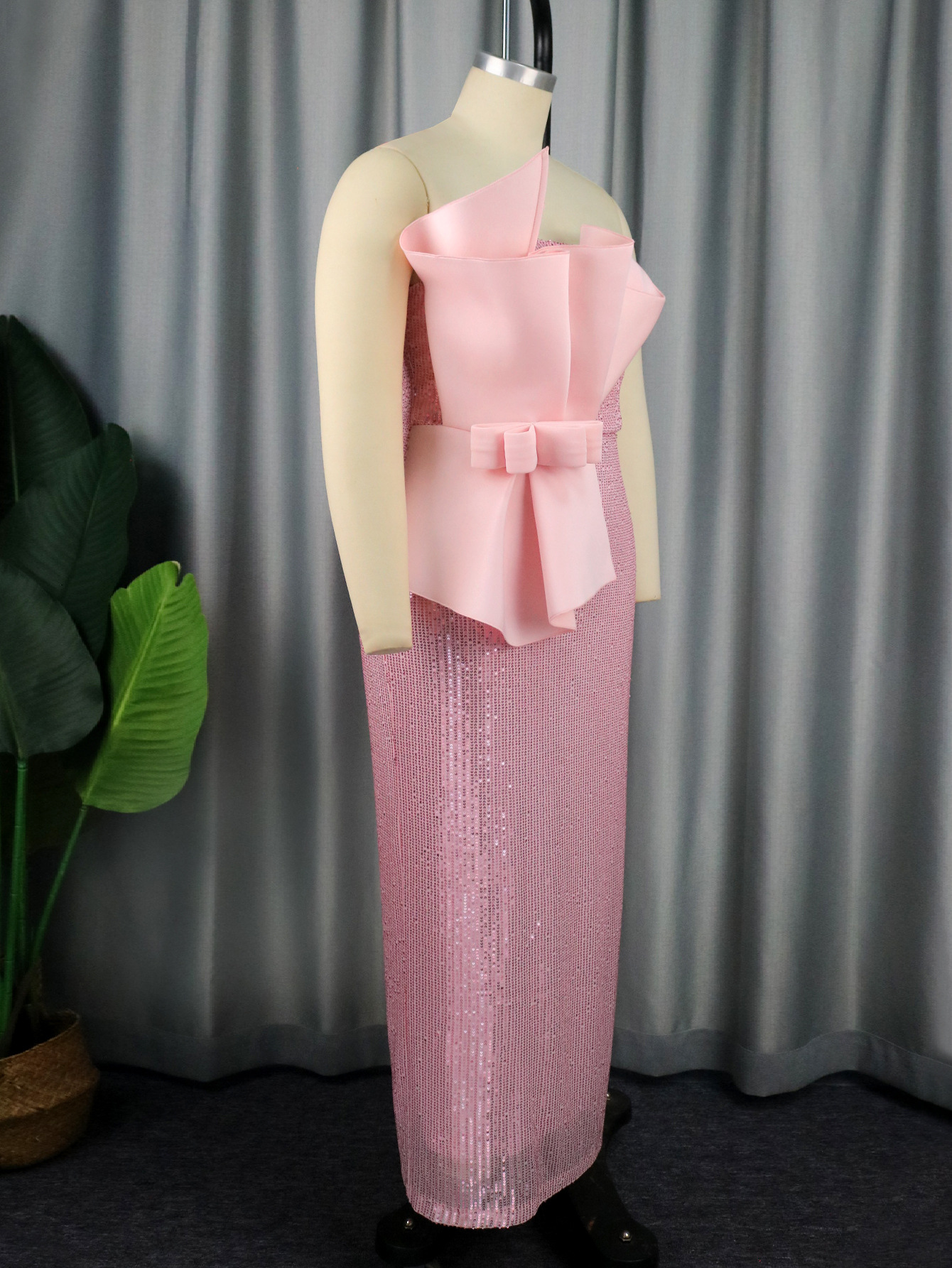 Women's Clothing designer series tube top bow one step skirt banquet party style dress dress_voghion.com