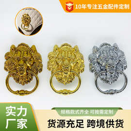狮子头大拉环新中式仿古银色锌合金大门拉手虎头门拉环木门把手