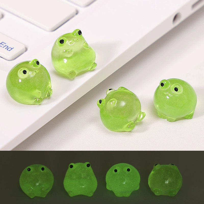 Миниатюрные украшения для ландшафта, креативные светящиеся лягушки, аксессуары для украшения автомобиля, декоративные поделки из смолы, маленькие украшения