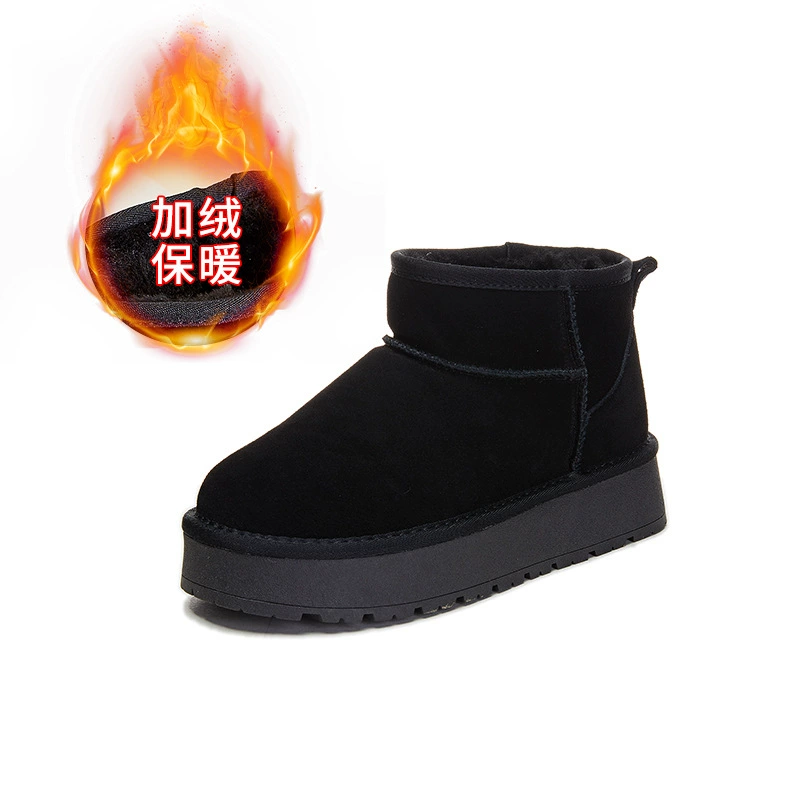 Женские платформенные зимние ботинки на манжетах Martens, с флисом внутри и тёплые