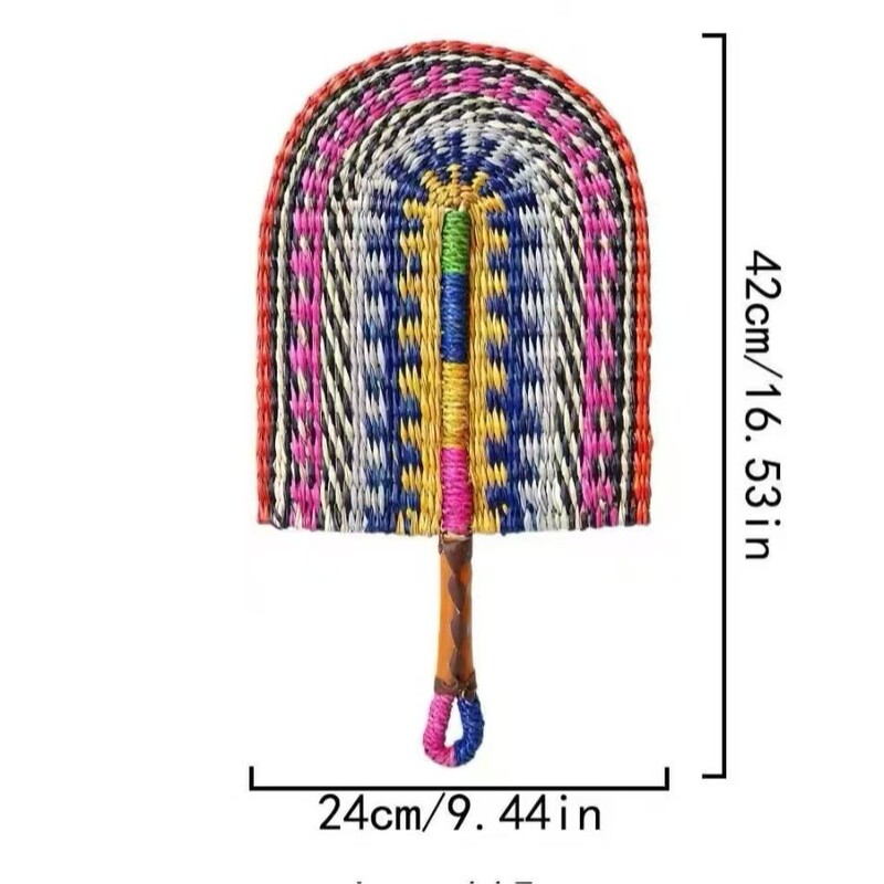 New Style Seaweed Hand-Woven Straw Fan Wall Hanging African Elements Ins Style Wall Decoration Summer Fan