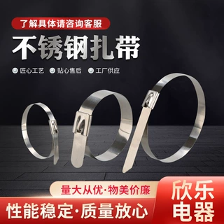 外贸金属扎带不锈钢扎带批发 桥架滚珠自锁金属扎带定制生产