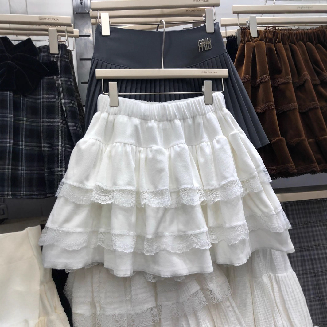 2025 Spring and Summer Sweet Ballet Style Half-Length Puff Skirt Lace Cake Skirt Female Rich Girl Fairy Skirt
