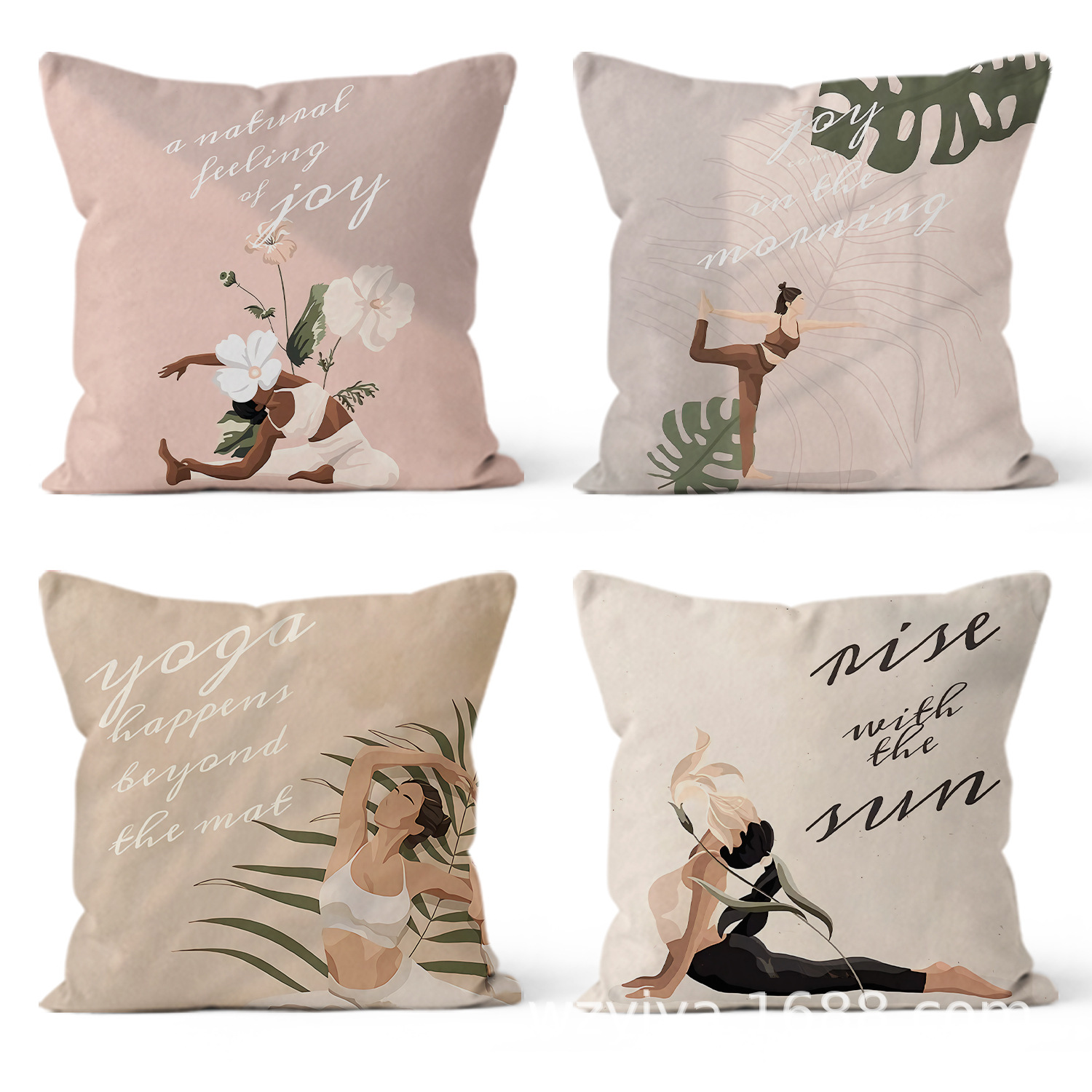 2025 nuevo estilo transfronterizo funda de almohada con estampado de yoga venta caliente de Amazon funda de cojín para dormitorio/automóvil venta directa de fábrica