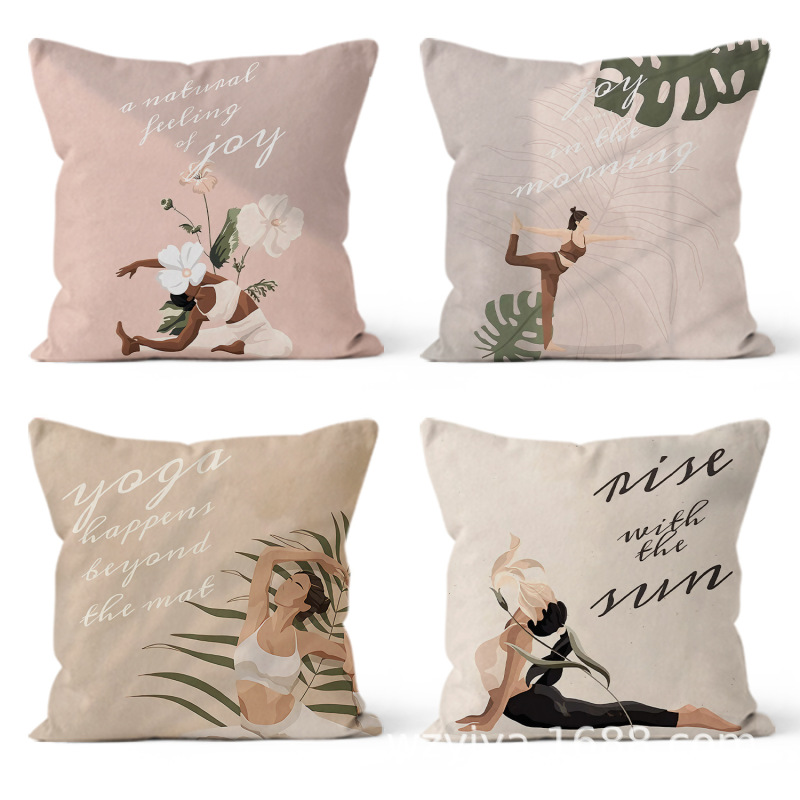 2025 cross-border new yoga printing pillow cover Amazon hot bedroom/car cushion cover factory direct sales 2025 cross-border new yoga printing pillow cover Amazon hot bedroom/car cushion cover factory direct sales