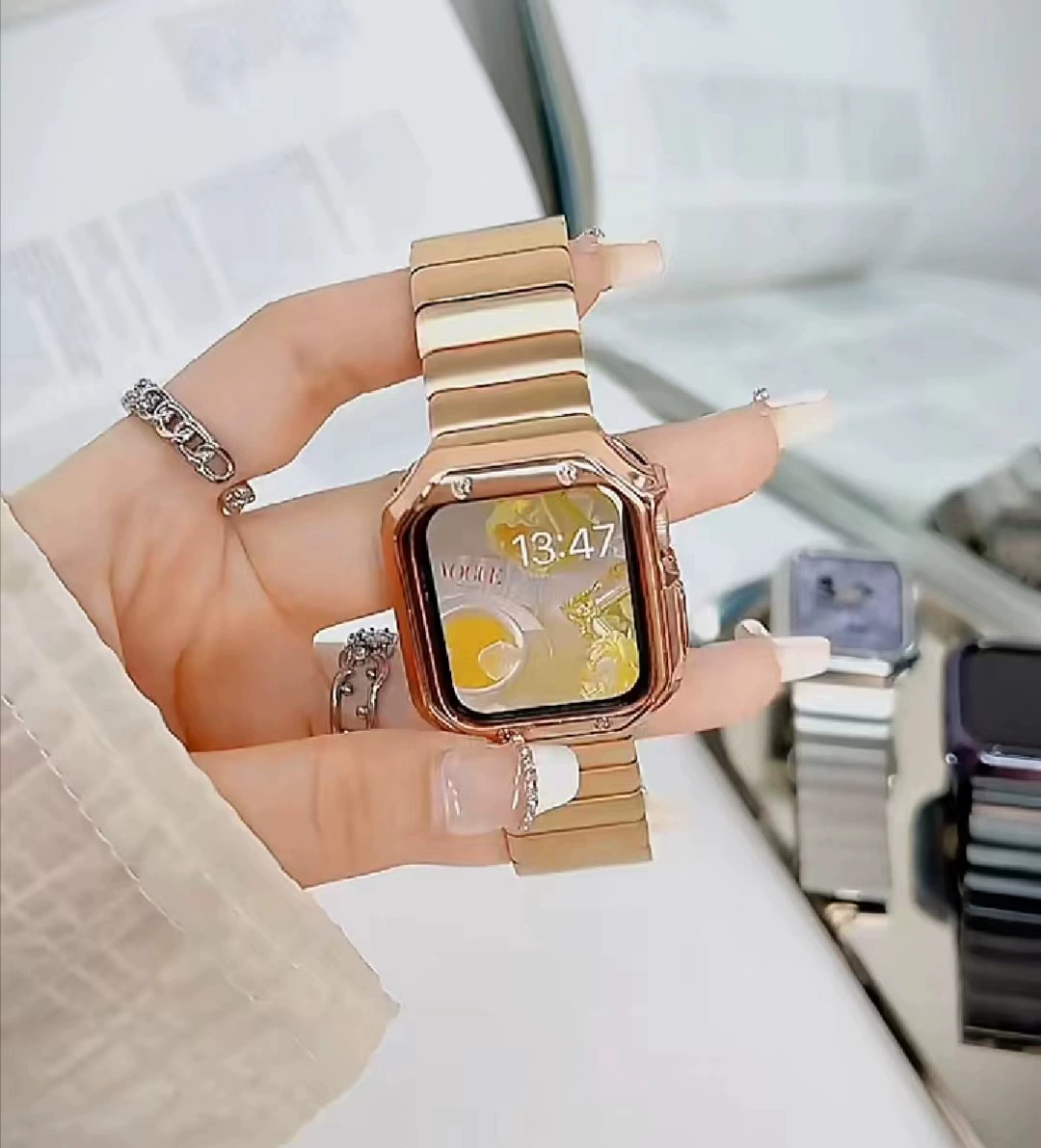 Совместимо с ремешком Apple Watch Ultra8 Apple Watch iWatch765432 металлическая бабочка застежка ремешок