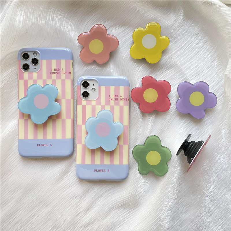 15g Weight Mobile Phone Universal Applicable Brands Folding Bracket Classification Plastic Material Flower Pattern Cute Style Flower Plastic Cute Mobile Phone Universal Folding Bracket 2