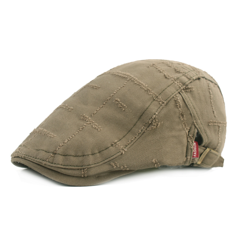 Ripped peaked cap hombres y mujeres apenado boina vintage sombrero artístico juventud hacia adelante sombrero internet celebridad peaked cap