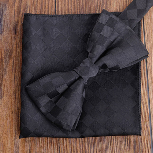 Bow Tie Handkerchief Men's Korean Style Wedding Groomsmen Dress Suit Accessories Manufacturer Wholesale Bow Tie Pocket Square Set