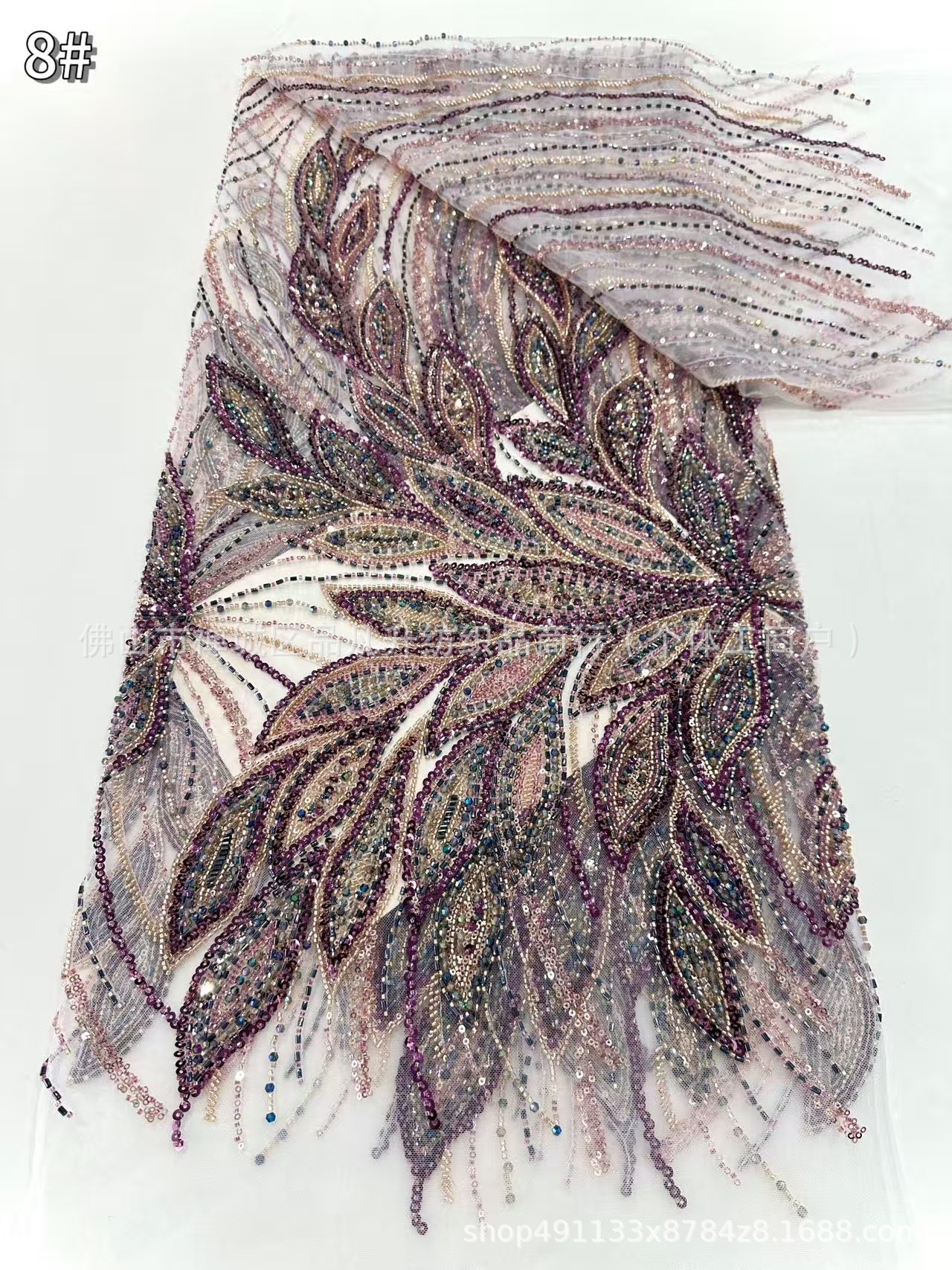 Tejido de flores tridimensionales industria pesada Tejido de bordado de perlas Tejido de bordado de sequilla Tejido de vestido de moda de alta calidad transfronterizo