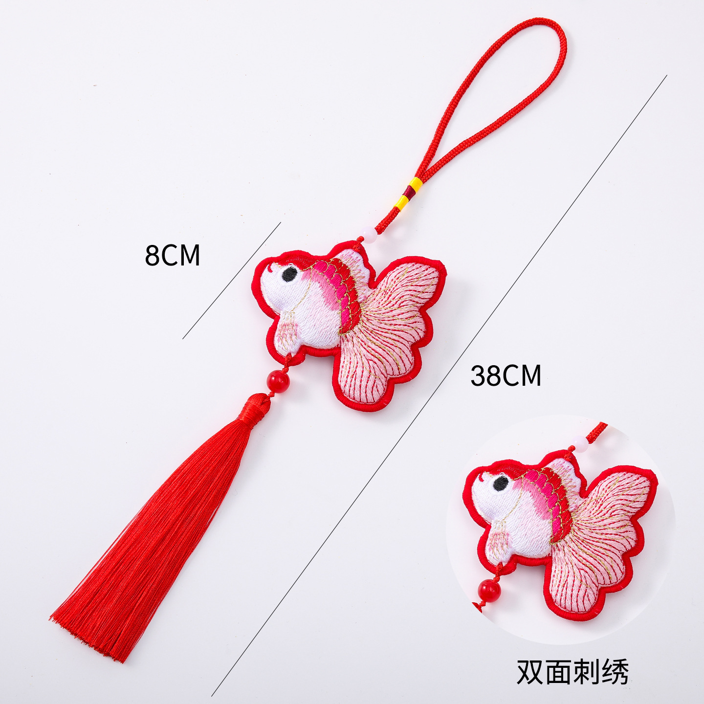 2026 Año Nuevo Koi colgante bordado de doble cara bordado bordado colgante de decoración de flores de lanterna de Año Nuevo hecha a mano DIY material de barril