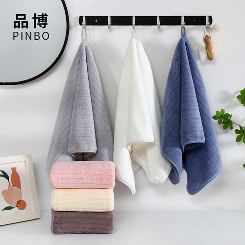 New Style Simple Adult Face Towel, Absorbent and Thick Home Use Student Face Cloth Coral Velvet Strip Towel