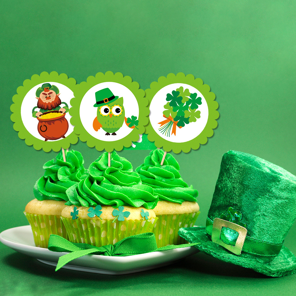 2024 nuevo día de San Patricio fiesta decoración pastel plug-in irlandés cerveza Festival decoración de la torta