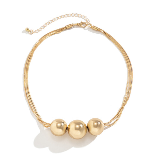 Cross-border European and American jewelry: Minimalist, trendy hip-hop punk-style necklaces—unique, personalized beaded chain necklaces for niche fashion lovers.
