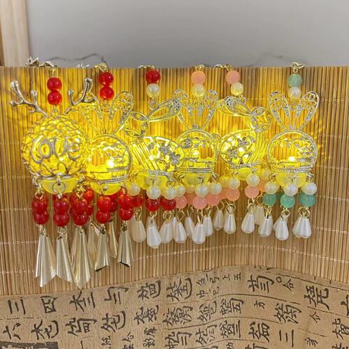 Original palace-style colorful luminous hairpins, lantern plate hairpins, high-end cheongsam accessories, hair accessories