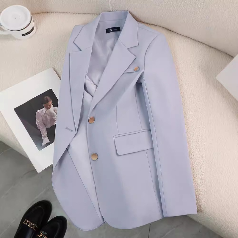 light purple Casual Small Suit Jacket Women's Spring and Autumn 2025 New Korean Fashion Casual Loose Suit Top