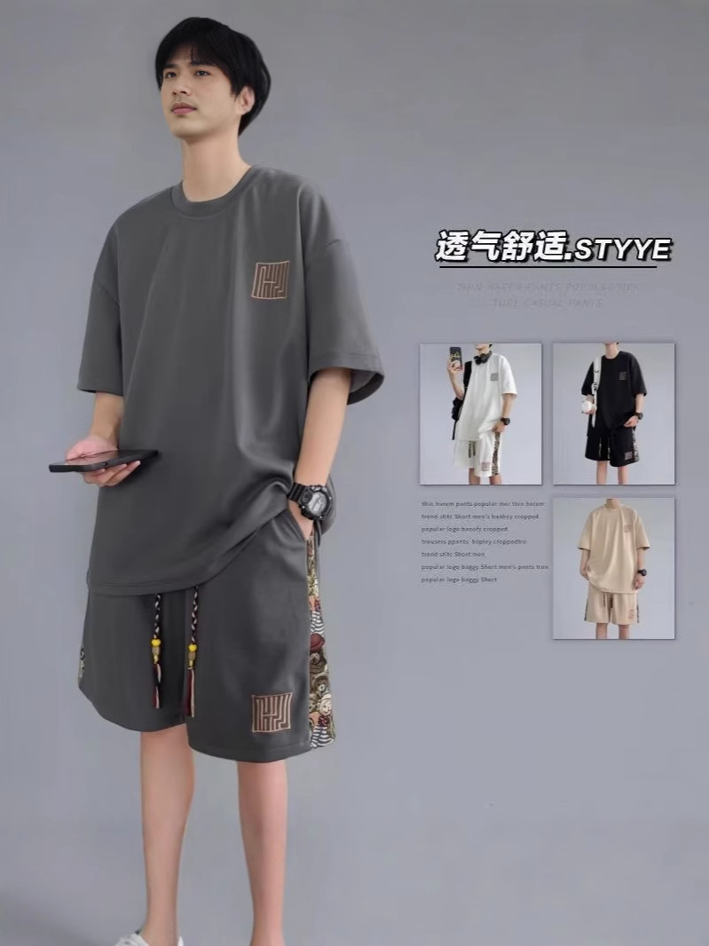 Camisa menos ropa traje de ropa deportiva verano para hombres camiseta de manga corta jersey de baloncesto pantalones cortos casuales de dos piezas