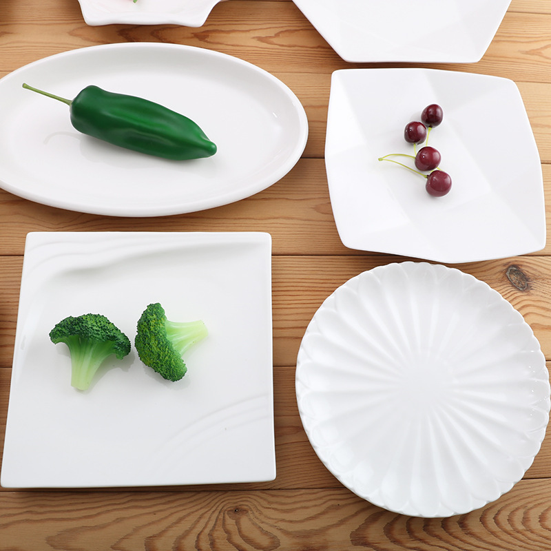 特殊形状プレート、業務用家庭用不規則な白いセラミックディナープレート、ホテル食器、レストラン専用クール|undefined