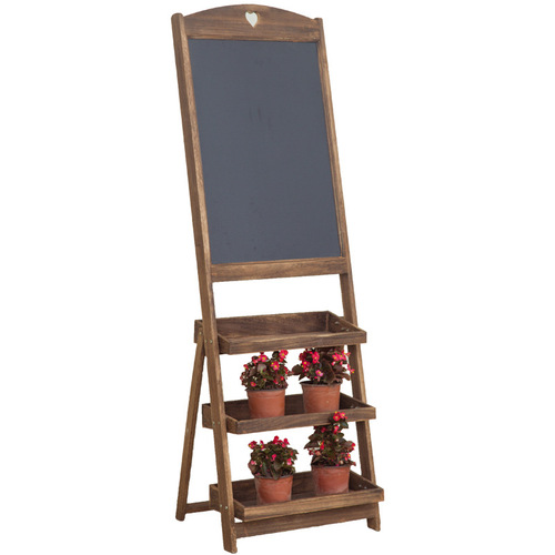 Solid wood vintage distressed vertical flower stand small blackboard restaurant shop business handwritten billboard drawing board