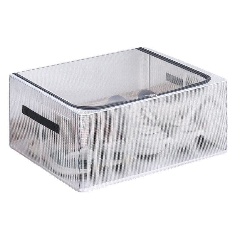 Caja de zapatos transparente con fondo de cama impermeable plegable a prueba de polvo a prueba de humedad caja de almacenamiento de zapatos organización caja de almacenamiento transparente al por mayor