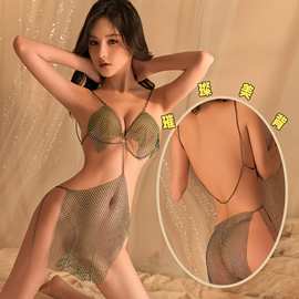 情趣内衣性感吊带连体透视璀璨夜店女郎连衣裙制服套装一件批代发