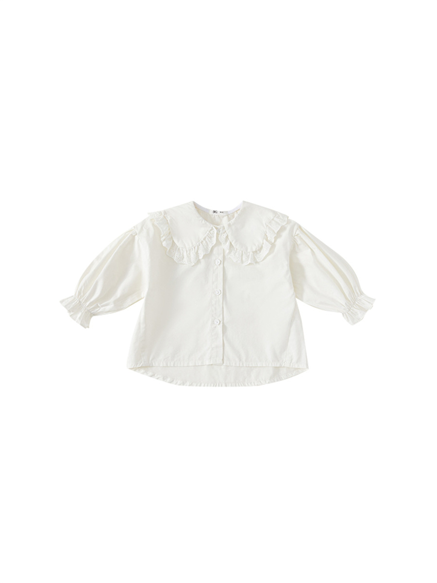 Babycity camisa para niños estilo coreano camisa de cuello de encaje para niñas camisa blanca para niños CY23011