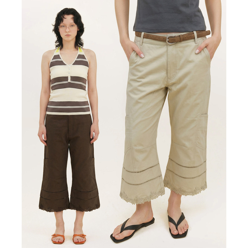 "New Arrivals on 5.27·Discounts Across the Whole Store" Unity Mode Hollow-Out Embroidered Cropped Casual Pants for Women 530166