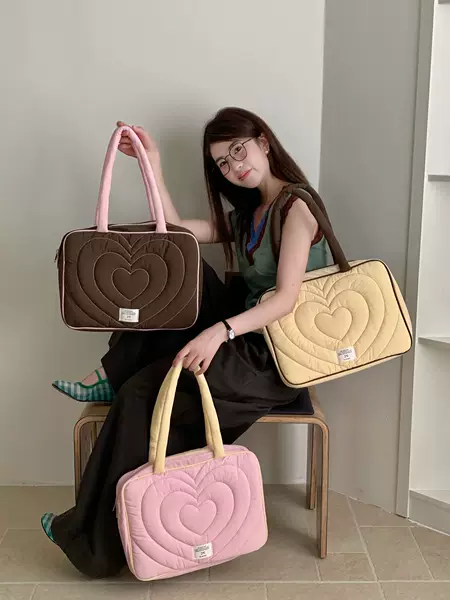 New Korean ins quilted embroidered heart-shaped laptop bag suitable for MacBook and Huawei 15.6inch