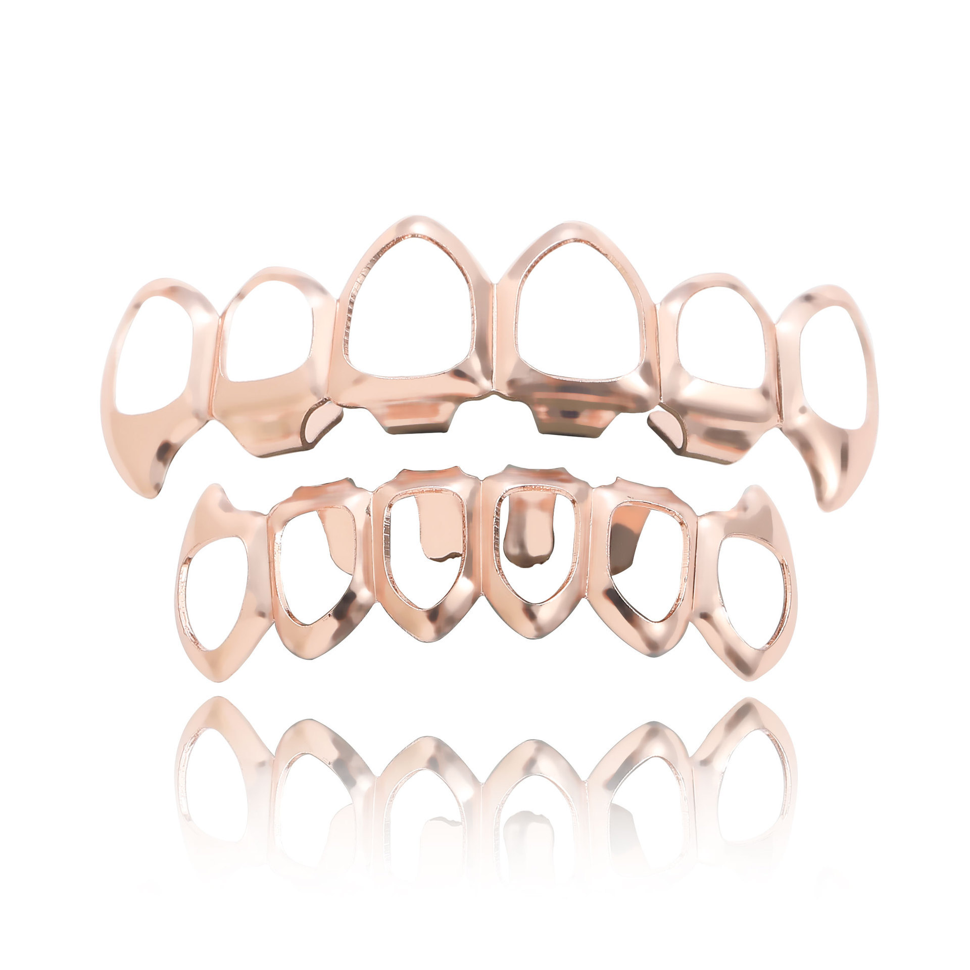 Europeo y americano nuevo hip hop personas real chapado en oro tirantes cóncavo-convexo Plaid textura hip hop tirantes grandes dientes de oro