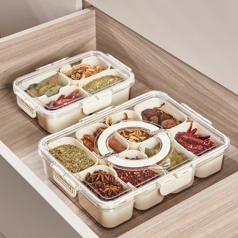 八分格密封箱クロスボーダー食品級手提げ蓋付き果物サラダ箱冷蔵庫収納箱氷粉原料箱|undefined
