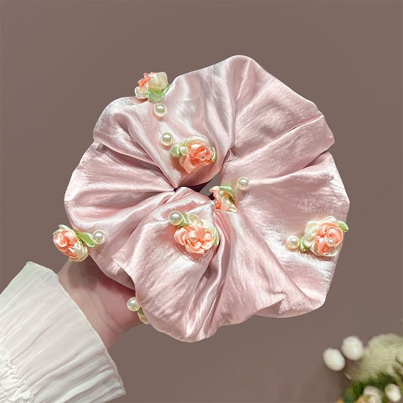 Coletero Scrunchie de Encaje con Flor de Alta Elasticidad para Mujer