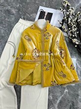 深圳南油轻奢桑蚕丝重工丝绒绣花拼貂毛棉服新中式时尚洋气百搭上