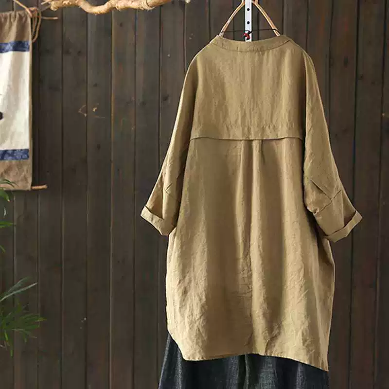 Retro shirt for leisure, 2019, cotton and linen