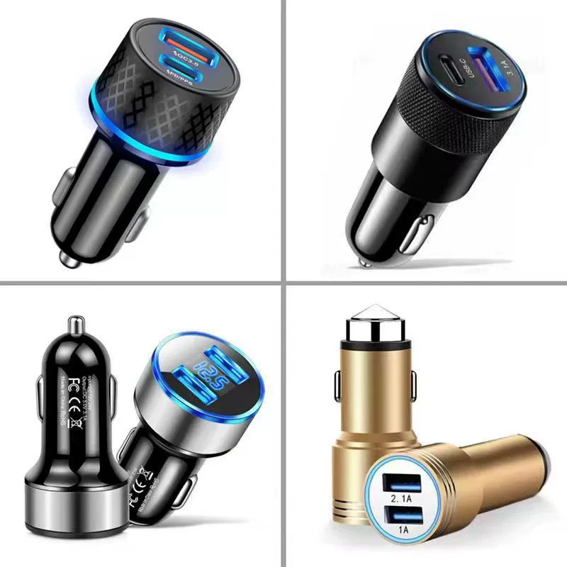 Безопасный молоток автомобильное зарядное устройство маленькое стальное ружье автомобильное зарядное устройство с цифровым дисплеем фиксированное автомобильное зарядное устройство 12,5 USB + PD QC3.0 Быстрая зарядка