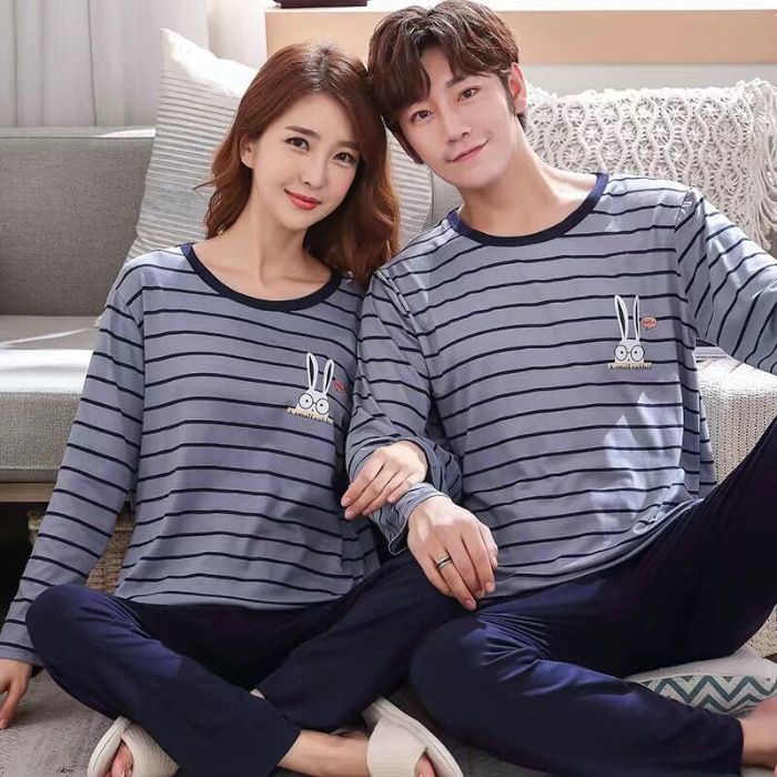 Long -sleeved blue stripe rabbit
