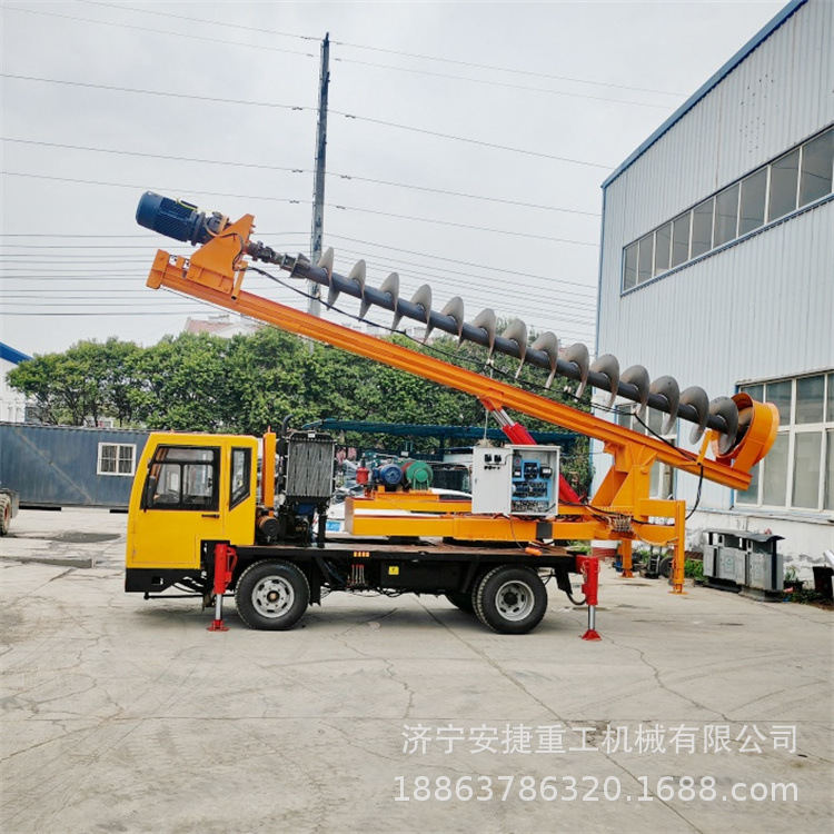 自制农村地基打桩机 轮式270民房基础打桩机 土层建筑垃圾钻孔机