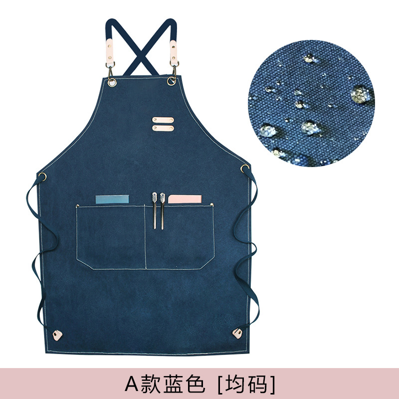 Amazon engrosada lienzo delantal logotipo personalizado leche té tienda bar chef peluquería guardapolvos delantal al por mayor