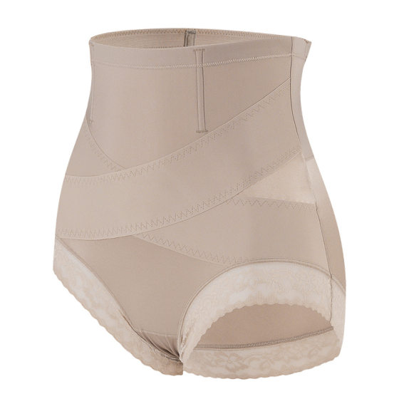 High Waist Hip-lifting Shaping Pants Women's Plastic Waist plus size Cross-closing Pants Lace-edge Thin Summer Safety Pants