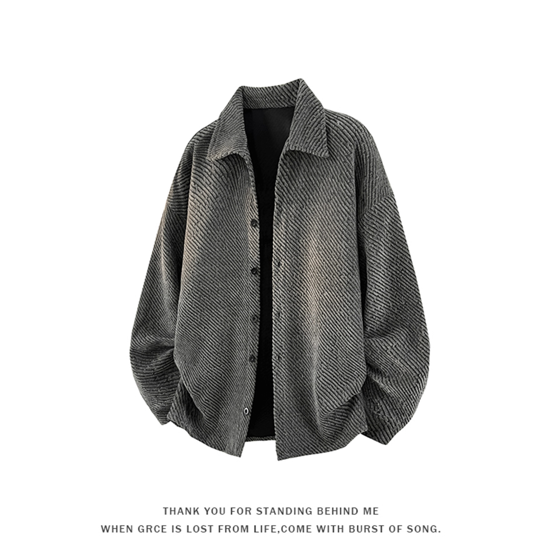 斑马纹翻领衬衫男秋季美式宽松复古上衣2025新款潮牌潮流休闲外套