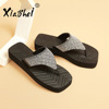 Slippers Women 2022 summer new pattern Versatile Exorcism Seaside The thickness of the bottom Square Rhinestone EVA Flip flops wholesale