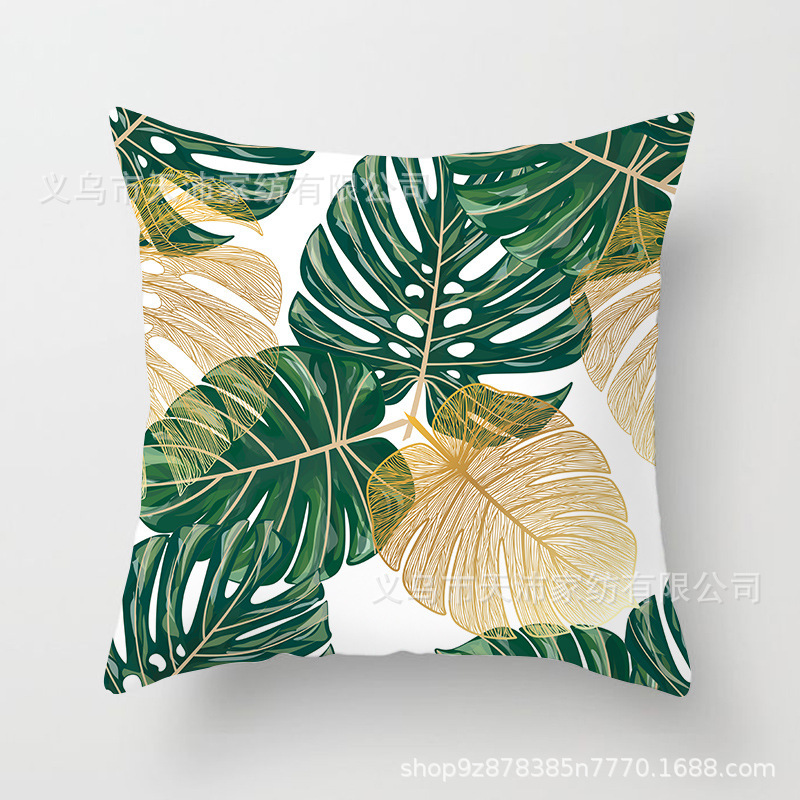 Siesta sofá de coche cintura almohada cojín simple nórdico ins planta verde funda de almohada protección del medio ambiente