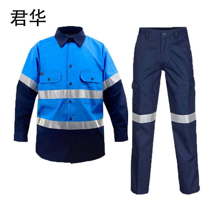 190g Pure Cotton Highly Reflective Strip Suit Workwear Construction Site Sanitation Labor Protection Clothing Wear-Resistant Work Clothes Custom-Made