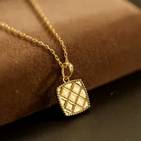 Чистое золото 18K 14K золото кулон квадратное золото все матч классический ромб типа воротник золотые украшения 12171