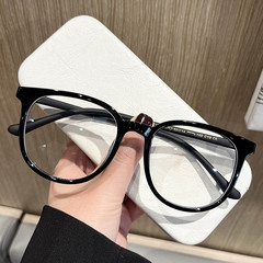 Large Frame 2024 Korean Tea Color Glasses for Students with High Myopia, Natural Look, Round Face, Slimming, Ultra-Light, Influencer Style