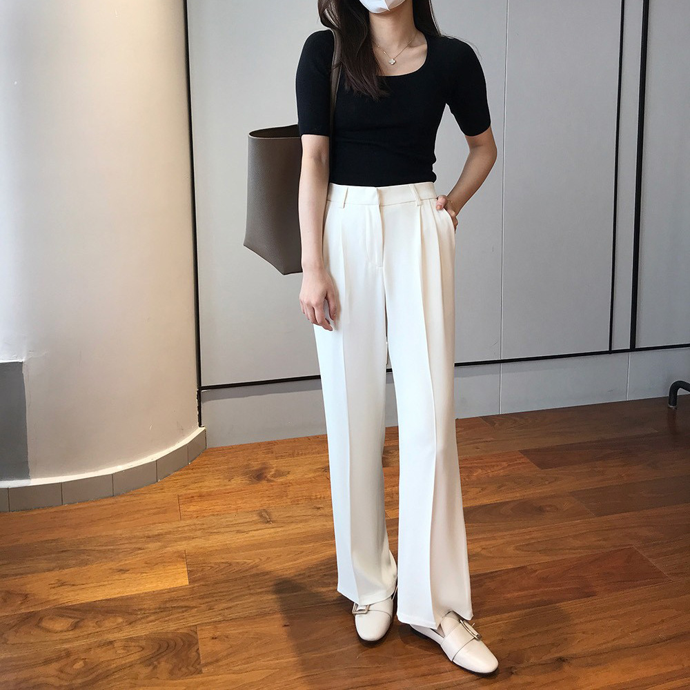 A43 Special Price Non-Refundable Leg Essence, Smooth Anti-Wrinkle High-Waisted Wide-Leg Pants, Straight-Leg Pants, Casual Trousers