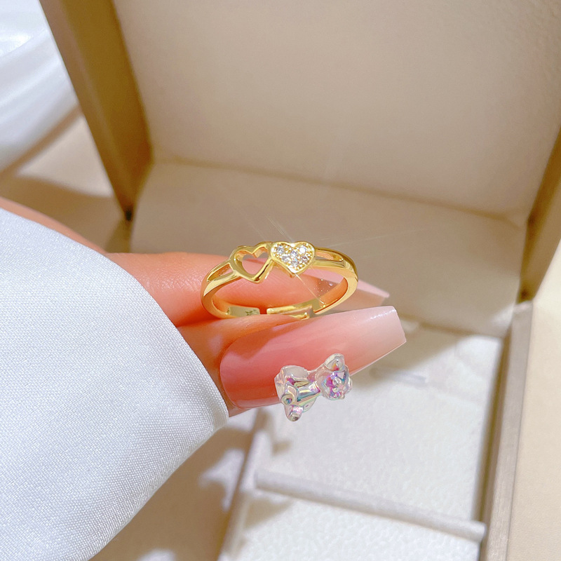 Anello piccolo vuoto d'amore, regolabile, gioiello semplice, anello giapponese, anello di coppia_voghion.com