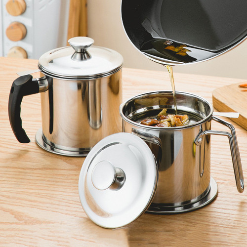 304 stainless steel oil filter kettle household filter oil kettle oil residue cup oil storage tank kitchen supplies lard tank oil kettle