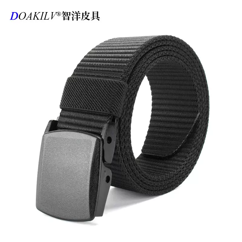 DOAKILV智洋皮具厂批发3.8cm塑料扣无牙学生尼龙裤带男士帆布腰带